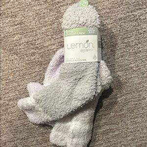 Lemon Fluffy Lavender and Gray Socks NEW